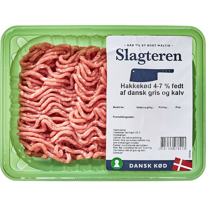 Hakket grise- og kalvekød 4-7% fedt