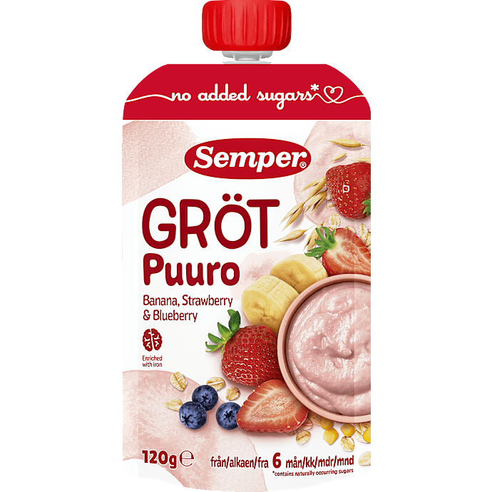 Grødsmoothie m. jordbær og banan fra 6 mdr.