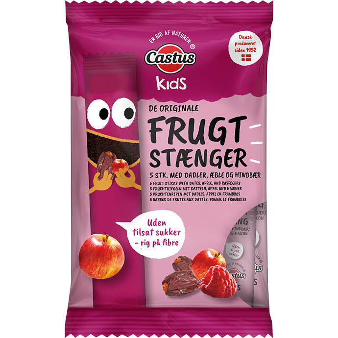 Frugtstænger m. æble og hindbær