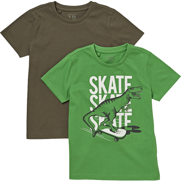VRS børne 2-pak T-shirt str. 146/152 - grøn