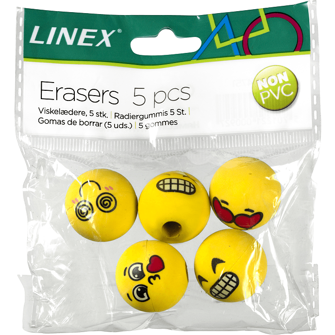 Linex emojis 3D viskelæder - 5 stk.