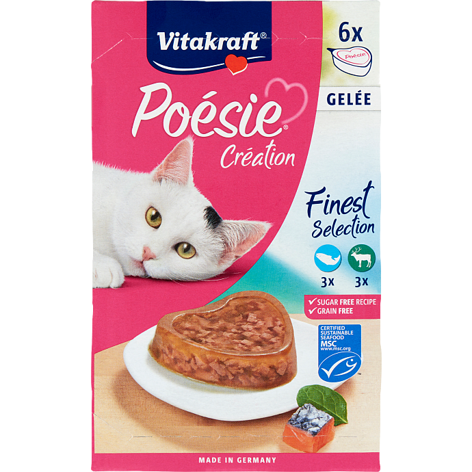 Vådfoder i gelé m. laks og vildt