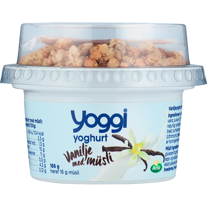 Yoghurt m. vanilje og müsli 2,5% fedt