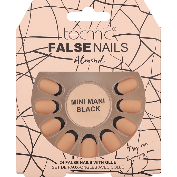 Kunstige negle Almond Mini Mani Black