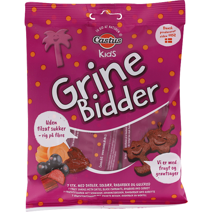 Frugtsnacks m. solbær, rabarber og gulerod