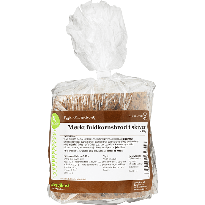 Mørkt fuldkornsbrød glutenfri
