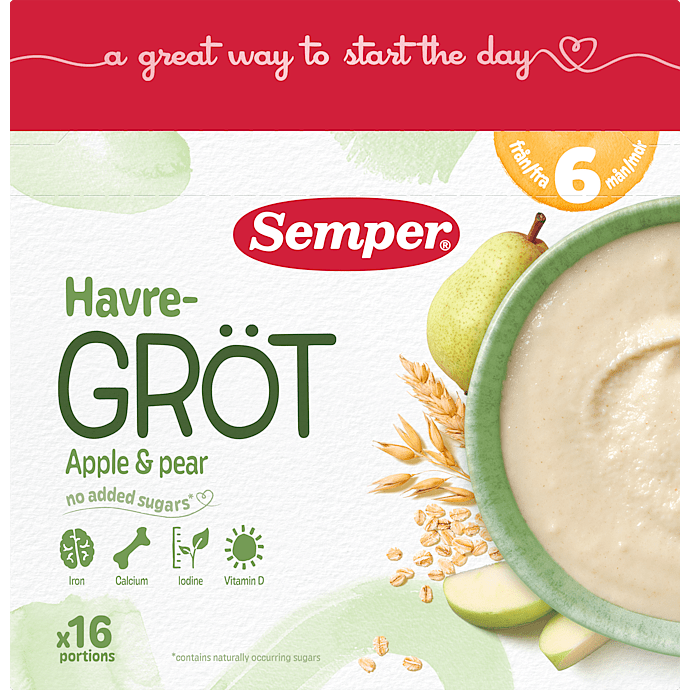 Grød m. æble og pære fra 6 mdr.