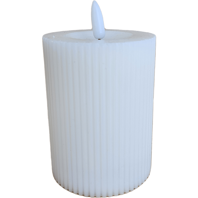 Windsor rillet LED bloklys 7,5x10 cm - hvid
