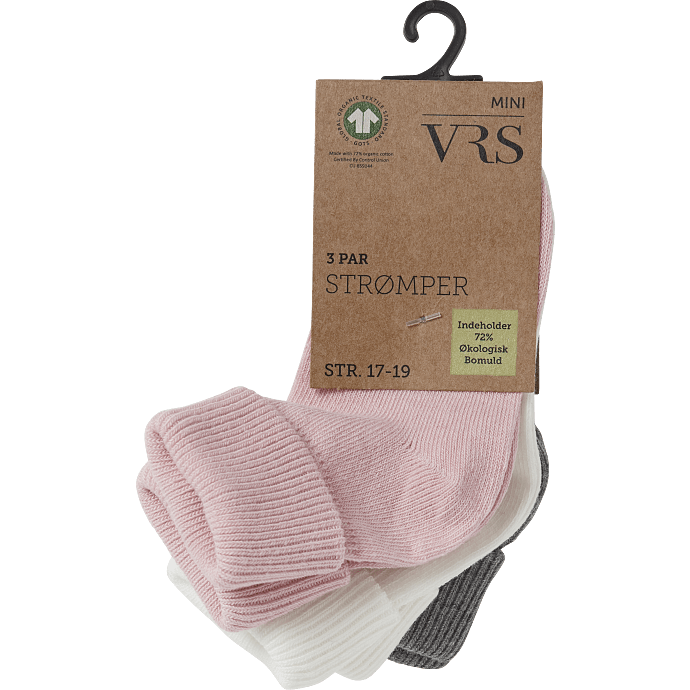 VRS baby 3-pak strømper str. 17/19 - multifarvet