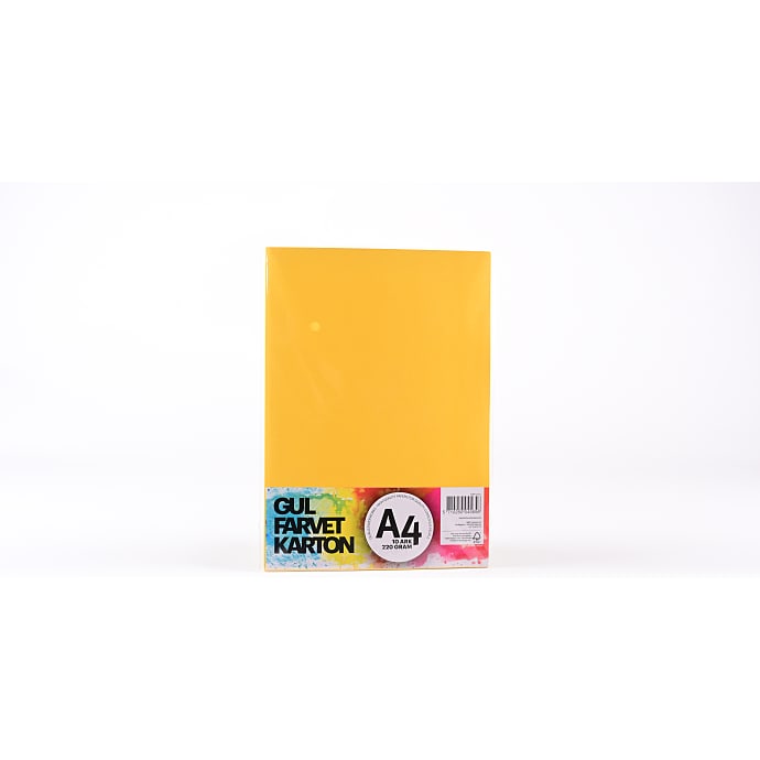 Farvet karton A4 10 ark - gul
