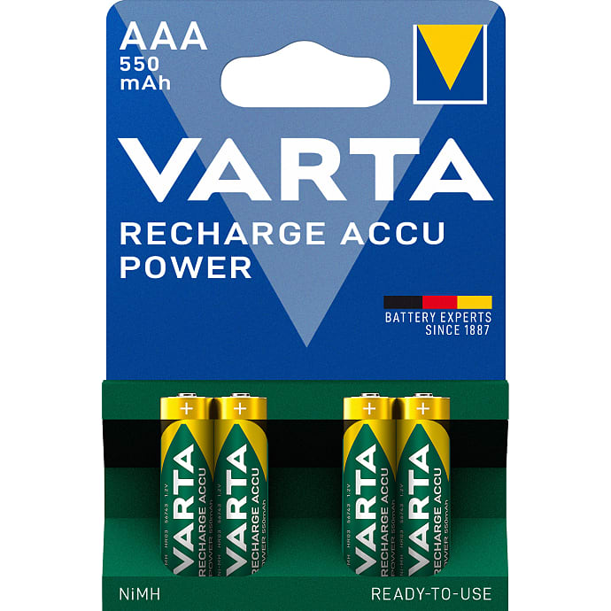Varta Recharge Accu Power 4-pak AAA 550mAh genopladelige batterier