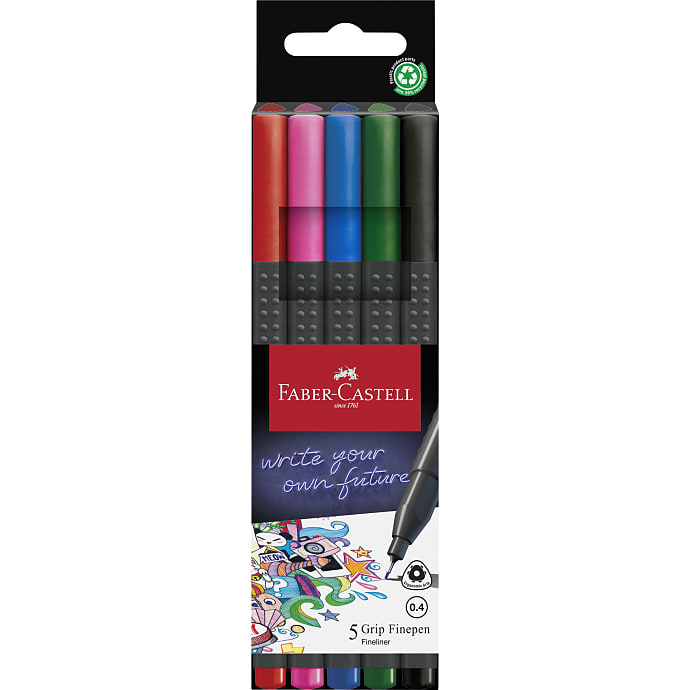 Faber-Castell grip finepen - 5 stk