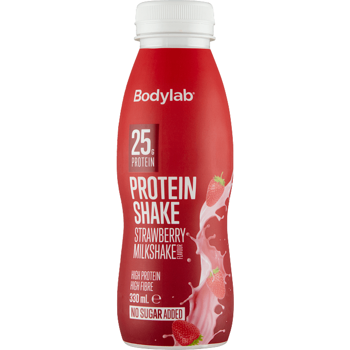 Proteinshake m. jordbærsmag u. tilsat sukker