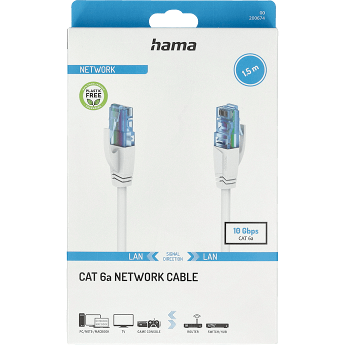 HAMA netværkskabel CAT6a U/UTP 10 Gbit/s 1,5 meter