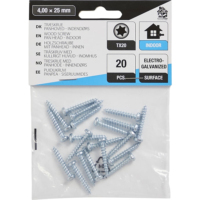 HomeFixer panhovedet skrue 4x25mm 20 stk
