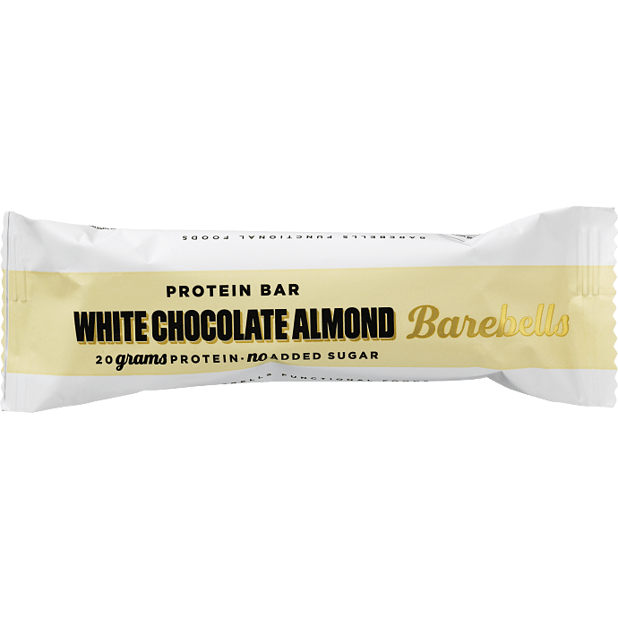 Proteinbar m. hvid chokolade og mandler u. tilsat sukker