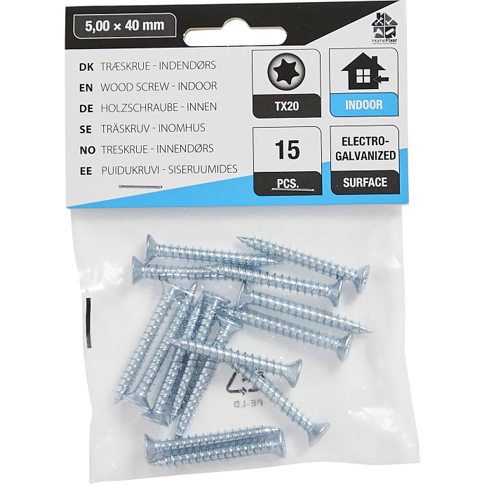 HomeFixer skruer 5.0x40 mm 15 stk