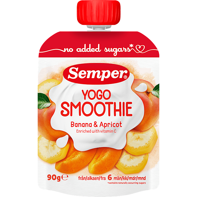 Frugtmos m. yoghurt, banan og abrikos 6 mdr.