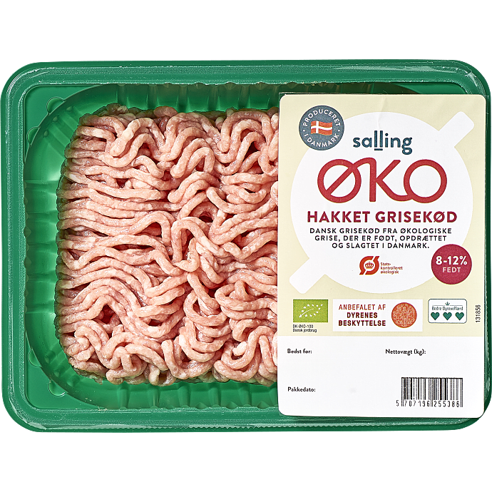 Hakket grisekød 8-12% fedt friland øko
