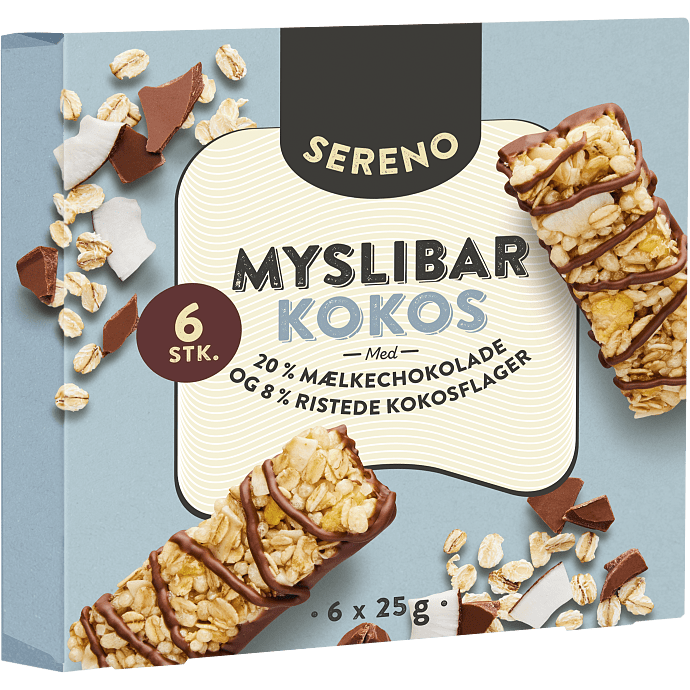 Müslibarer m. chokolade og kokos