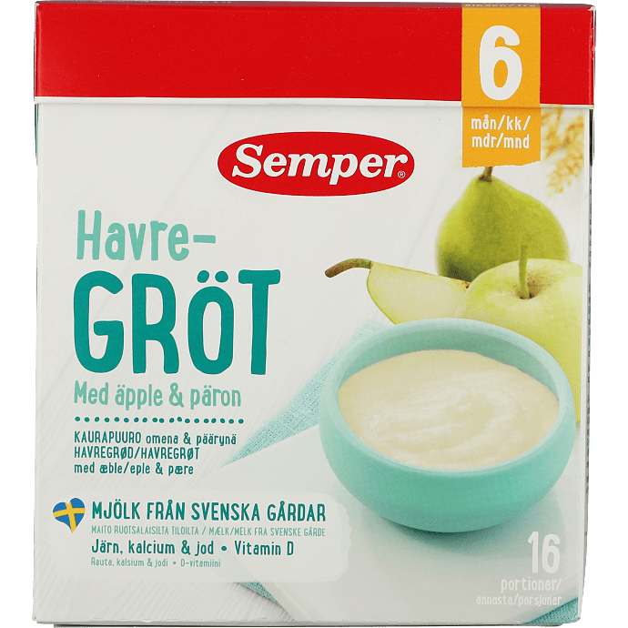 Grød m. æble og pære fra 6 mdr.