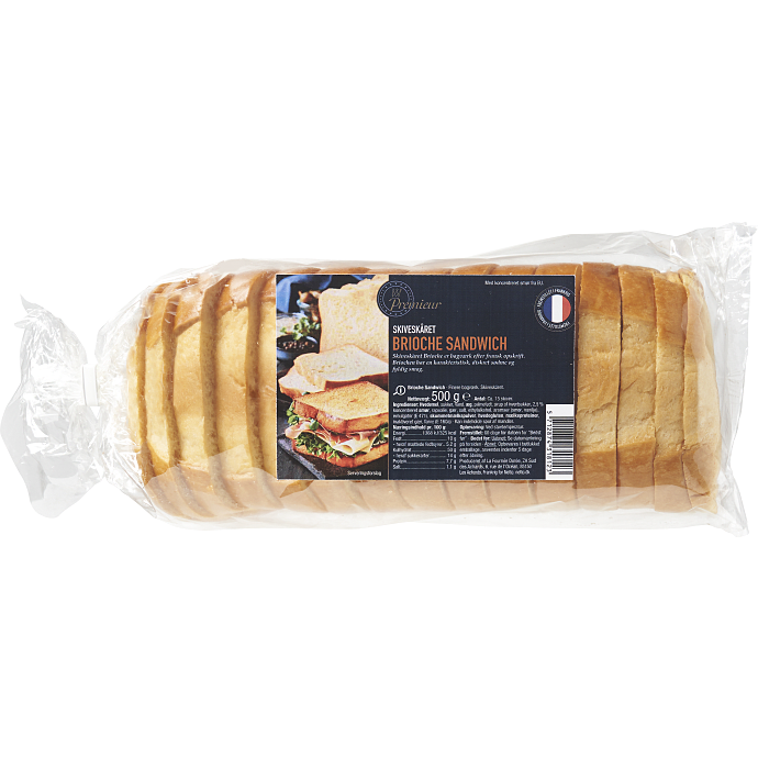 Brioche sandwichbrød skiveskåret