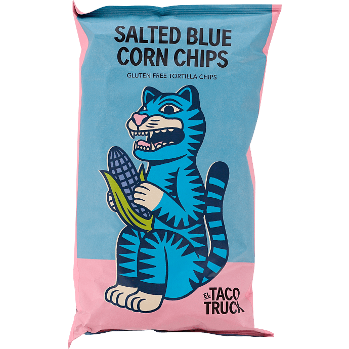 Blå majs tortillachips m. salt