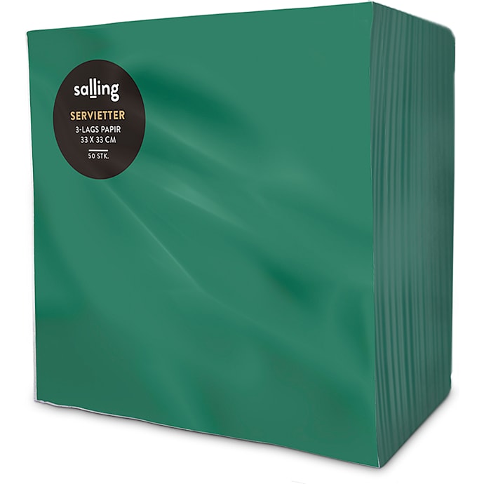 Salling ensfarvede servietter 33x33 cm 50-pak - Flaskegrøn