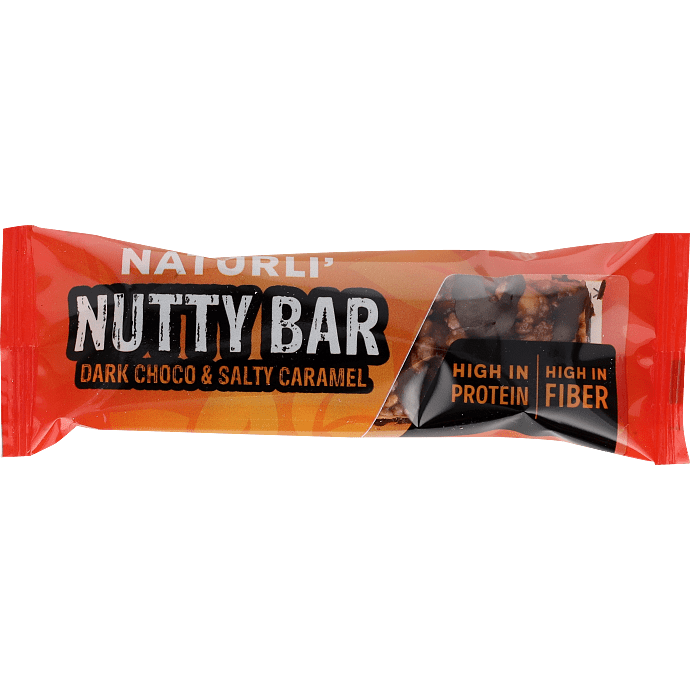 Nøddebar m. mørk chokolade og saltkaramel