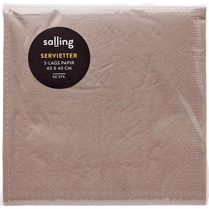Salling ensfarvede servietter 40x40 cm 50-pak - sand
