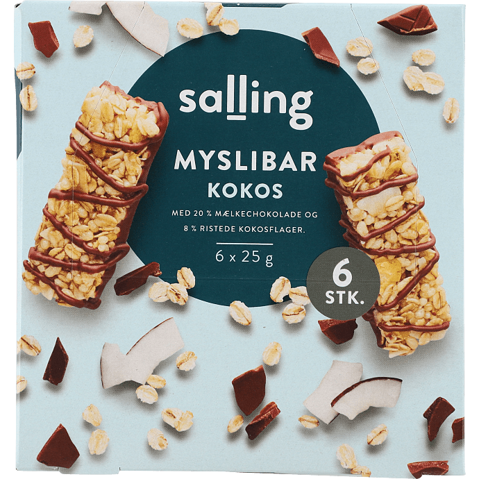 Müslibar m. mælkechokolade og kokos
