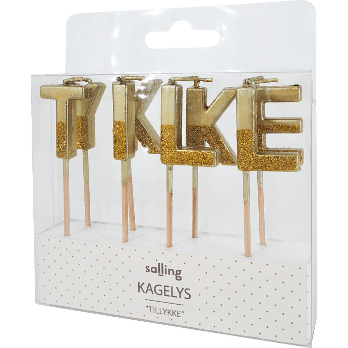 Salling  kagelys med glimmer 8-pak - Guld