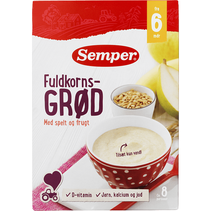 Fuldkornsgrød m. spelt og frugt fra 6 mdr.