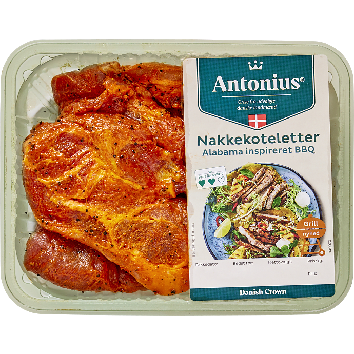 Marineret nakkekotelet m. barbecue
