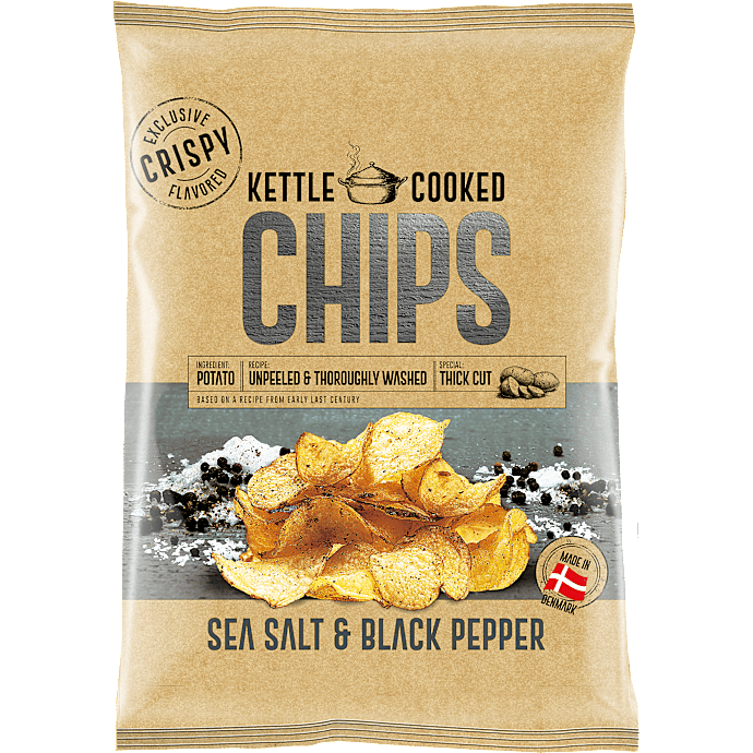 Chips m. havsalt og sort peber