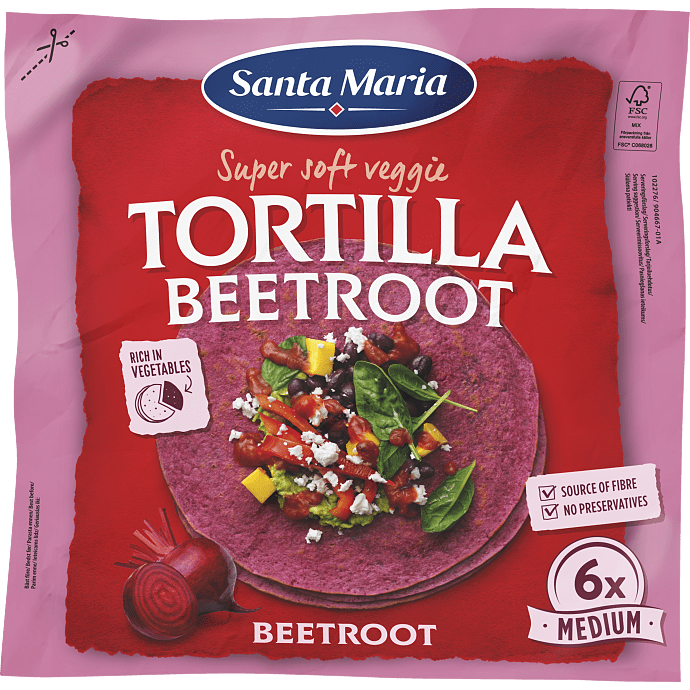 Tortillas m. rødbede