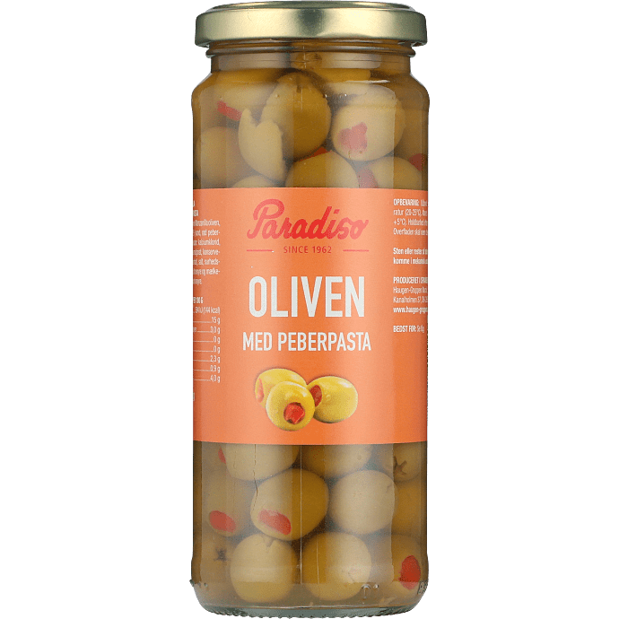 Grønne oliven m. peberpasta