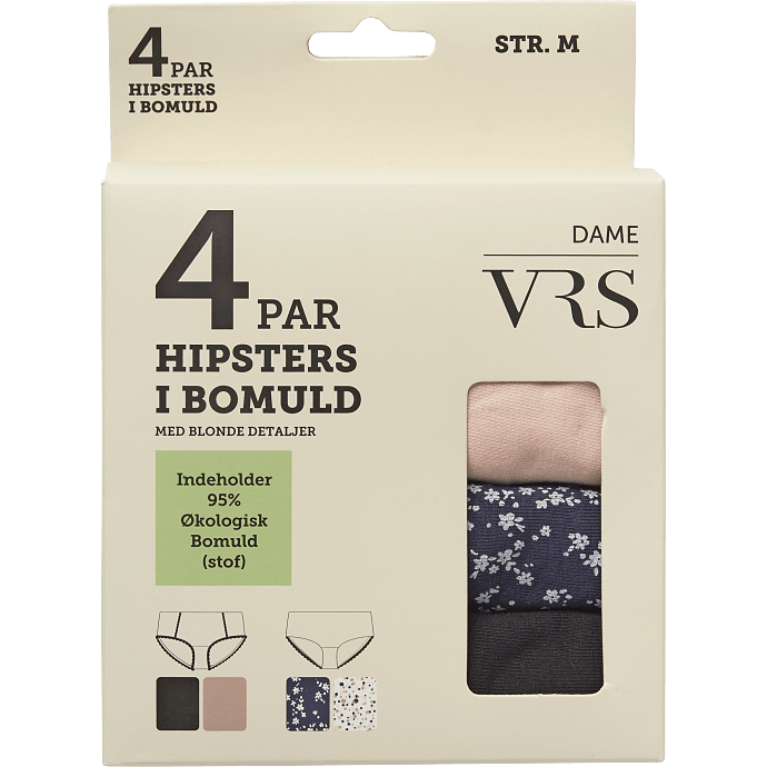 VRS dame 4-pak hipster str. 2XL - multifarvet
