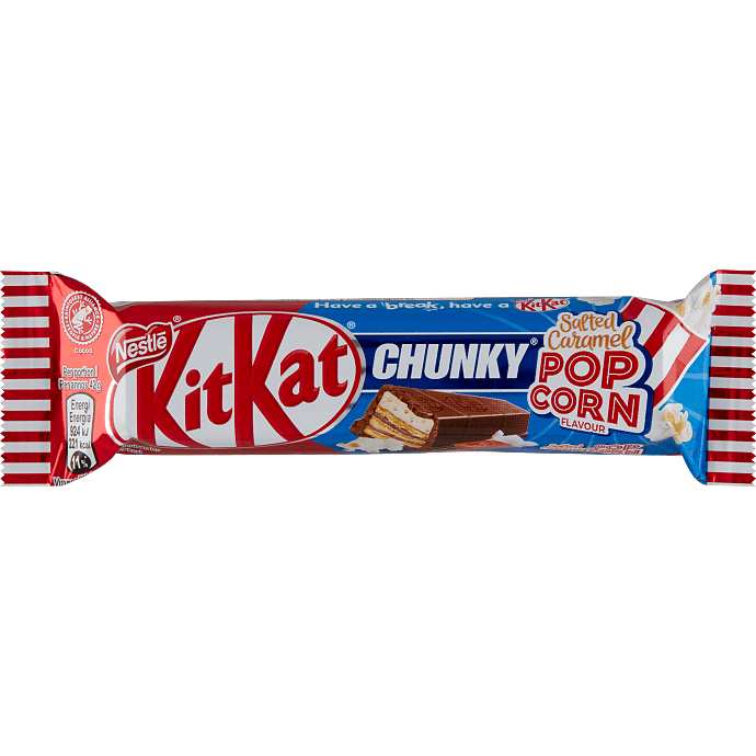 Mælkechokolade m. vaffel, saltet karamel og popcorn