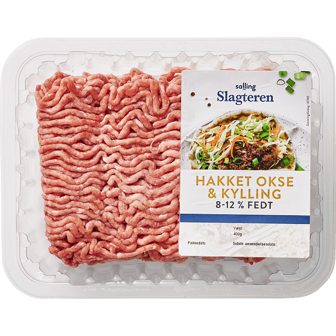 Hakket okse- og kyllingekød 8-12% fedt