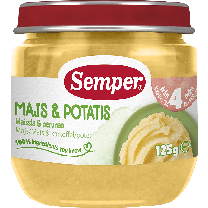 Mos m. majs og kartoffel fra 4 mdr.