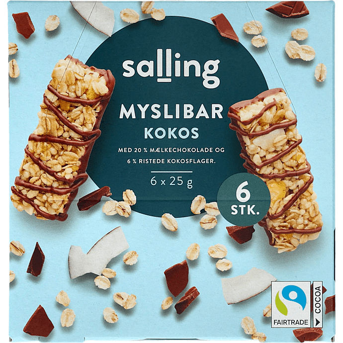 Müslibar m. mælkechokolade og kokos