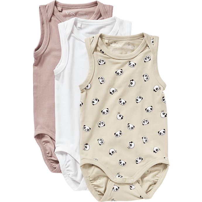 VRS baby 3-pak body str. 92 - printet/hvid/gammelrosa