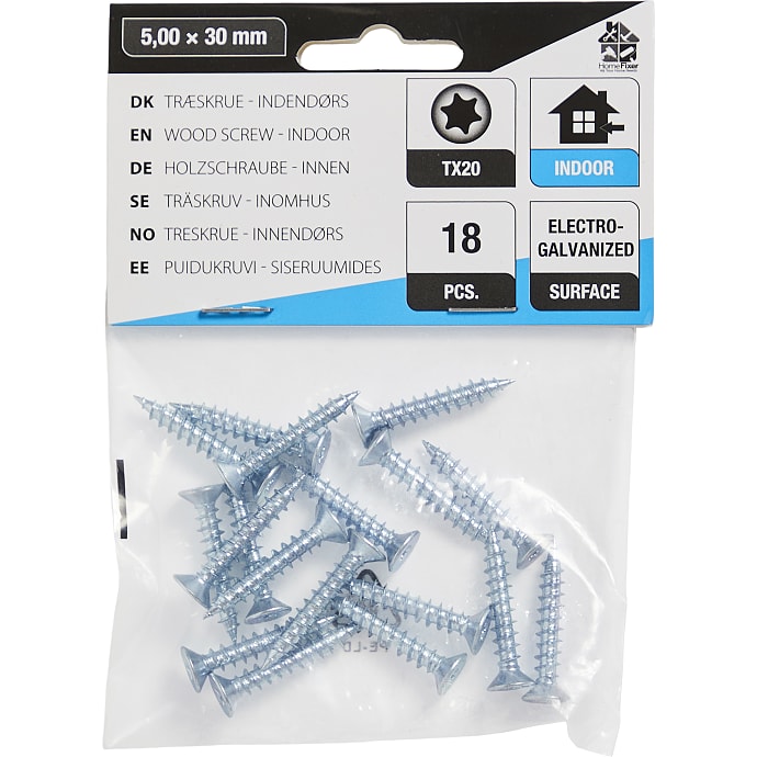 HomeFixer skruer 5.0x30 mm 18 stk