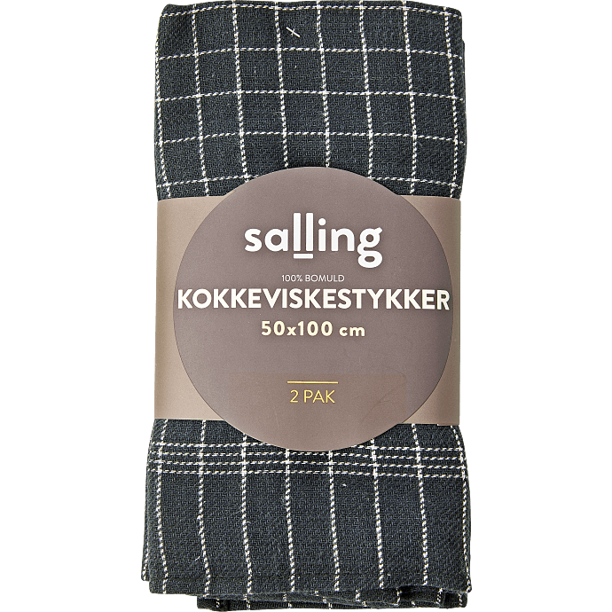 Salling kokkeviskestykke 2-pak - sort med hvide tern