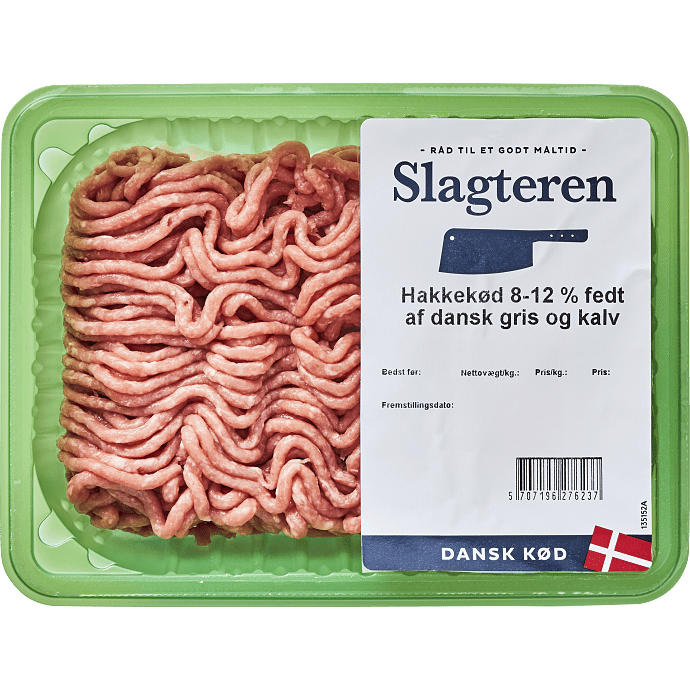 Hakket grise- og kalvekød 8-12% fedt