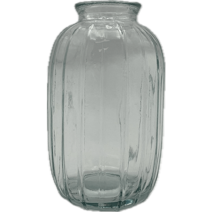Vase med riller 7,1 x 12 cm - klar
