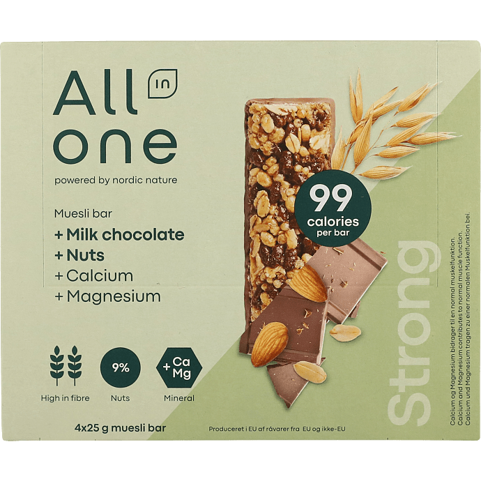 Müslibar m. nødder og mælkechokolade