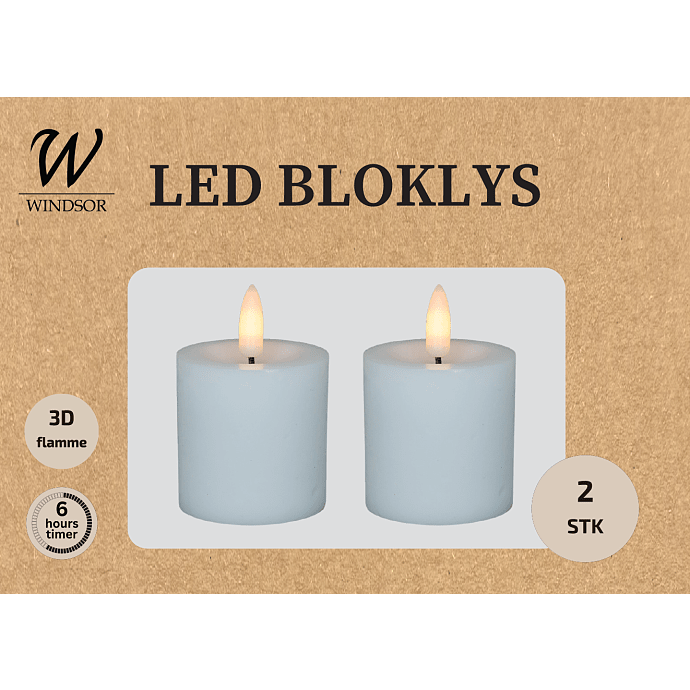 Windsor LED bloklys 4,8x5 cm 2-pak - hvid