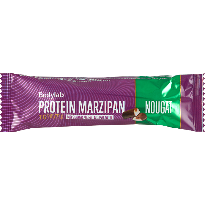 Proteinbar m. marcipan- og nougatsmag